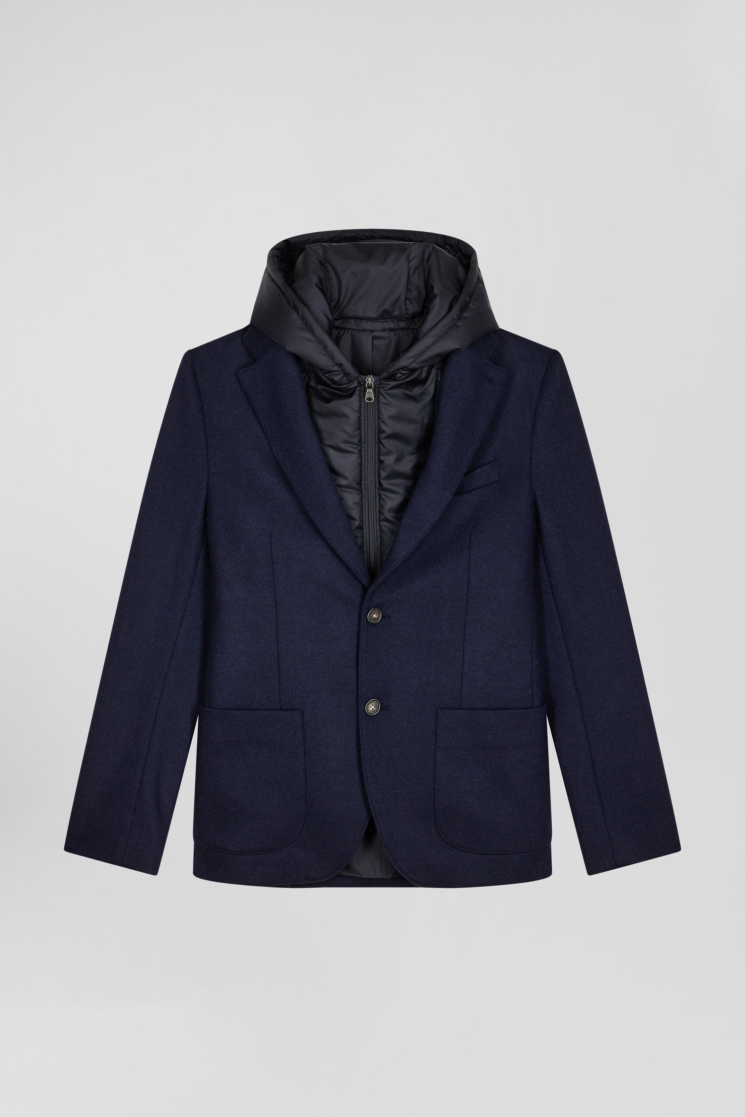 Veste blazer 2-en-1 en laine mélangée marine coupe Modern