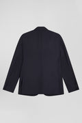 Veste blazer en laine bleu marine et doublure cerclée coupe Modern