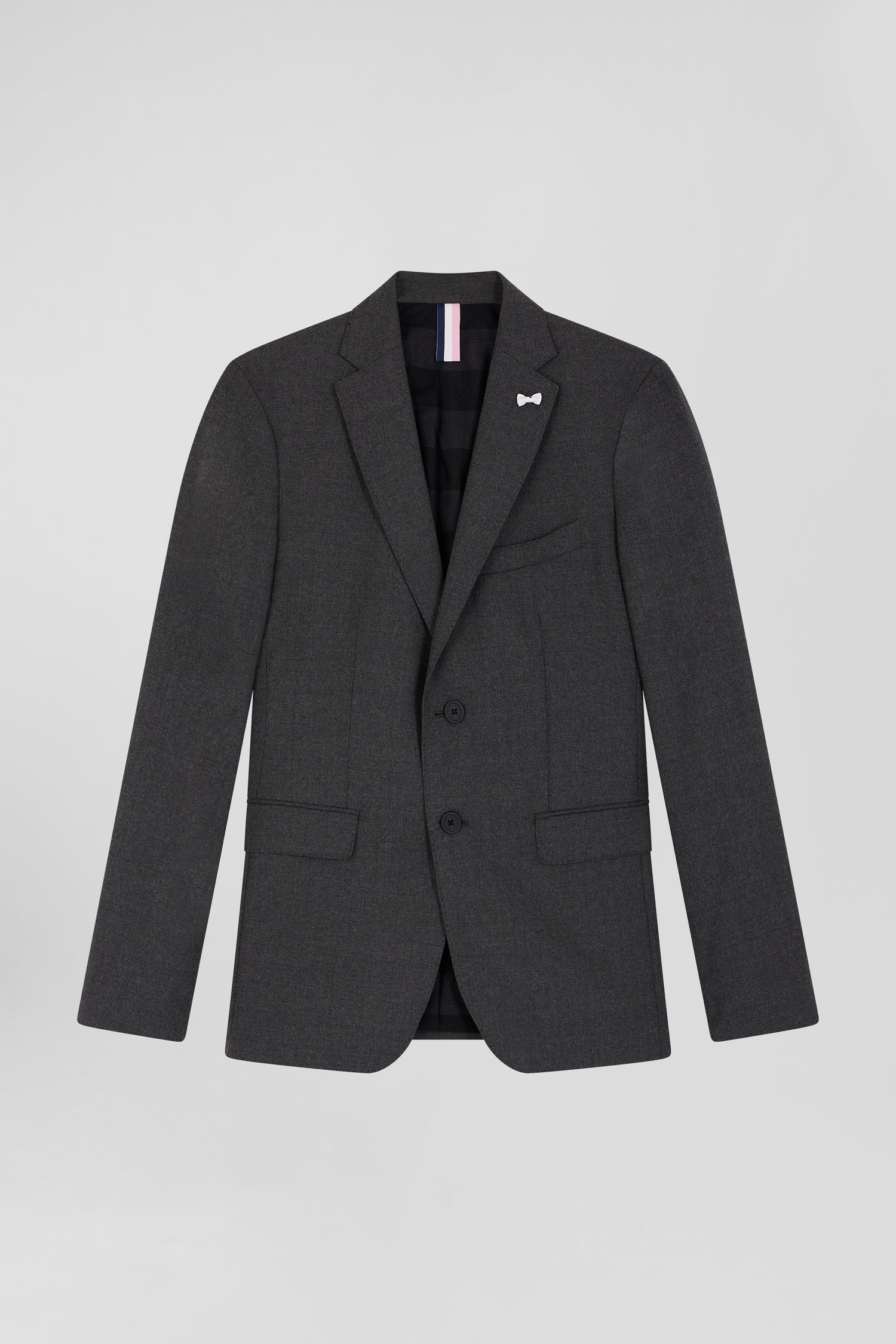 Veste en laine mélangée grise à doublure cerclée coupe Modern