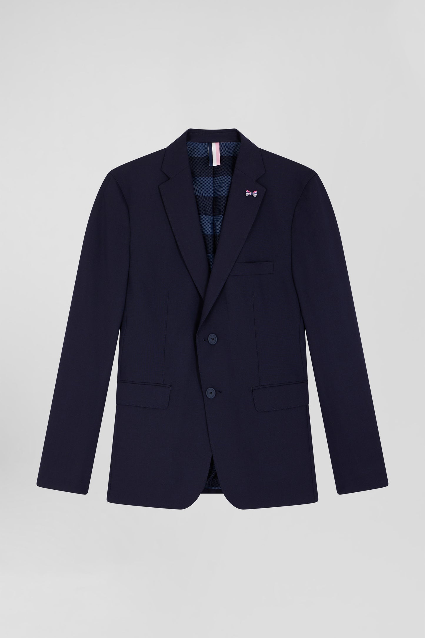 Veste en laine mélangée marine à doublure cerclée coupe Modern