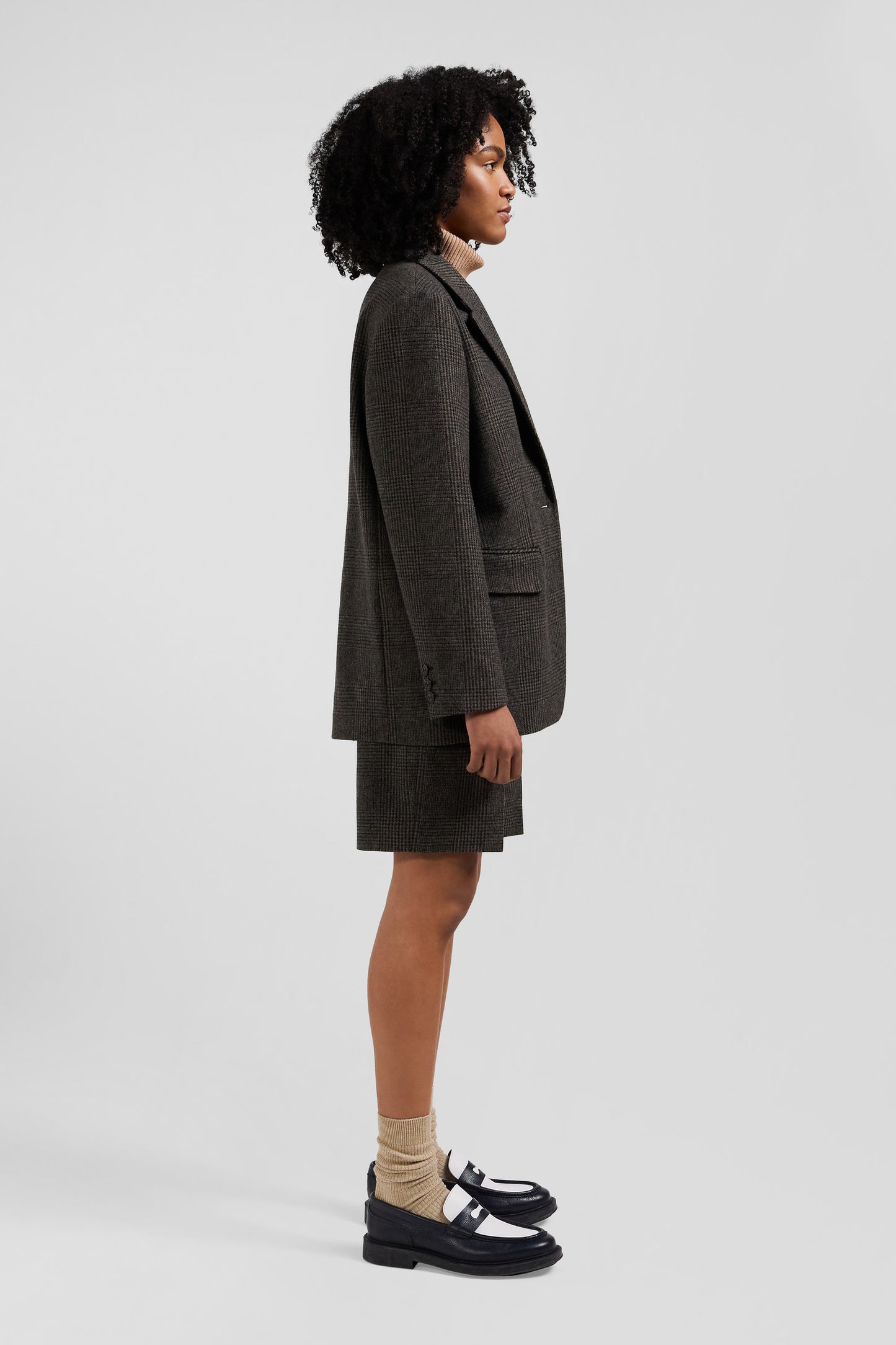 Veste blazer en laine mélangée prince de Galles coupe Oversized