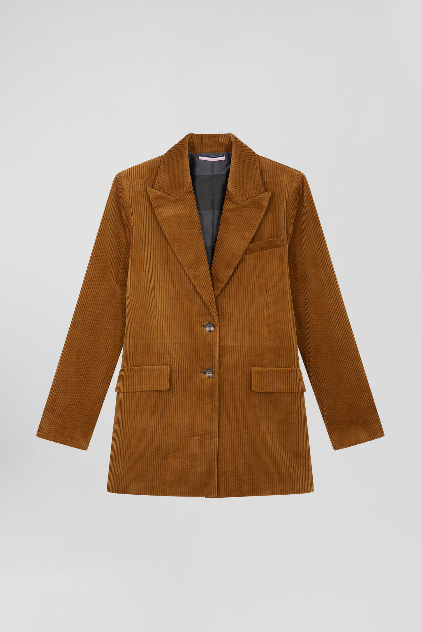 Veste blazer en velours côtelé camel coupe Modern