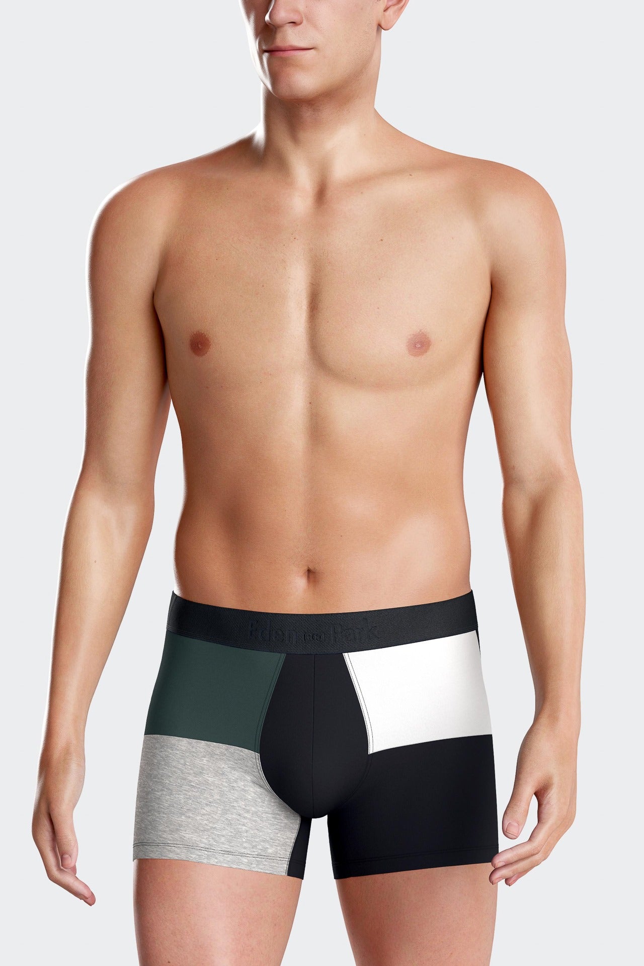 Boxer colorblock en coton stretch vert