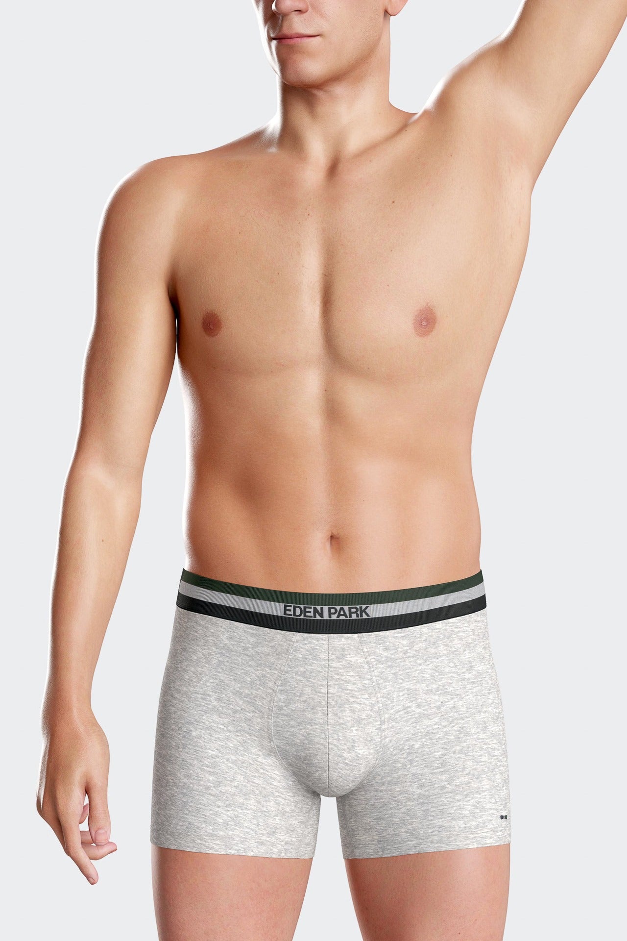 Lot de 2 boxers en coton stretch élastique tricolore gris