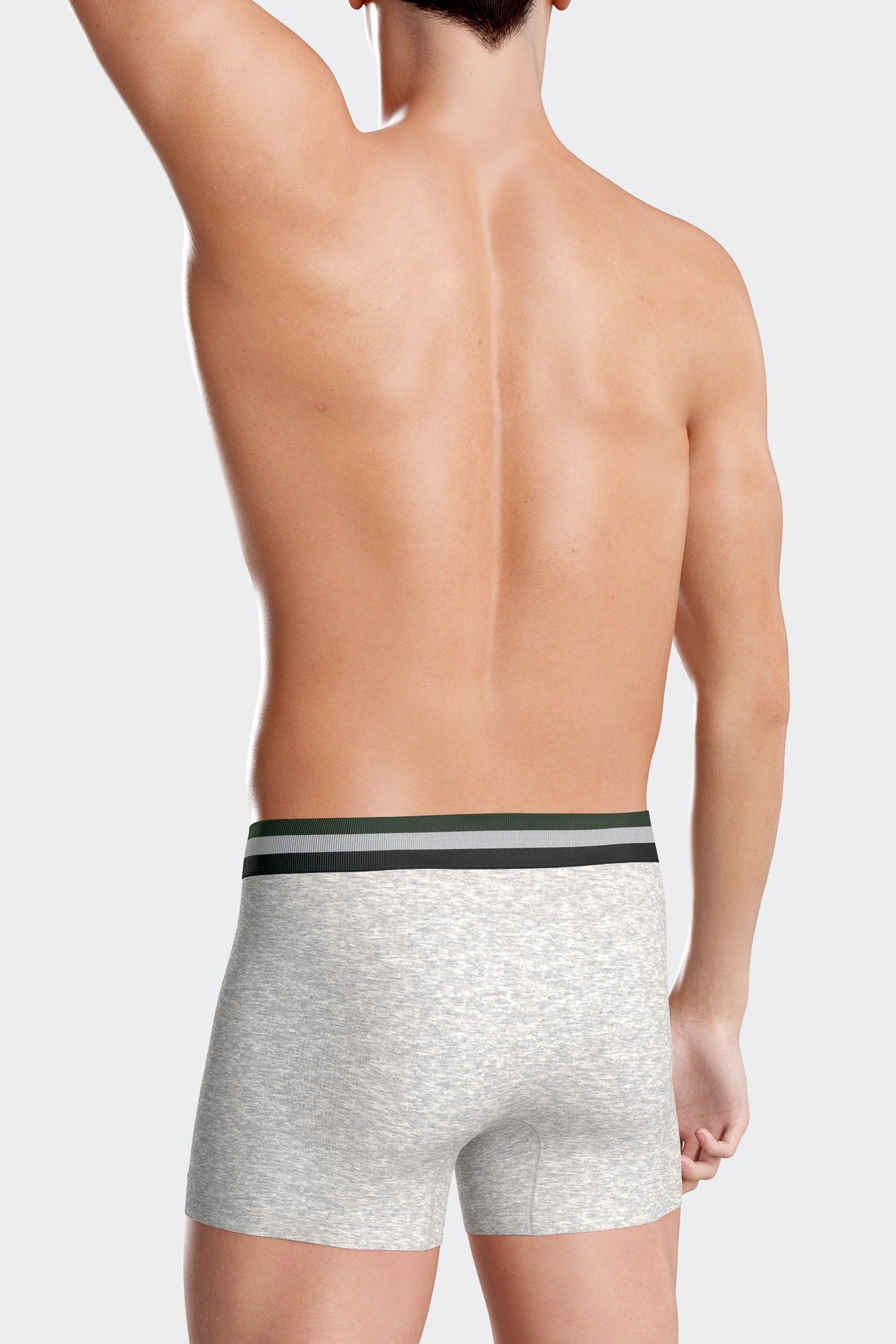 Lot de 2 boxers en coton stretch élastique tricolore gris