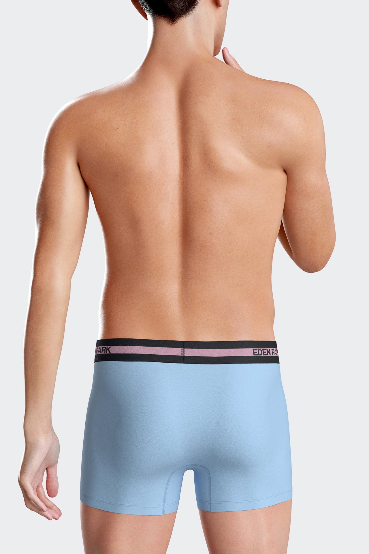 Boxer en coton stretch élastique taille siglé ciel