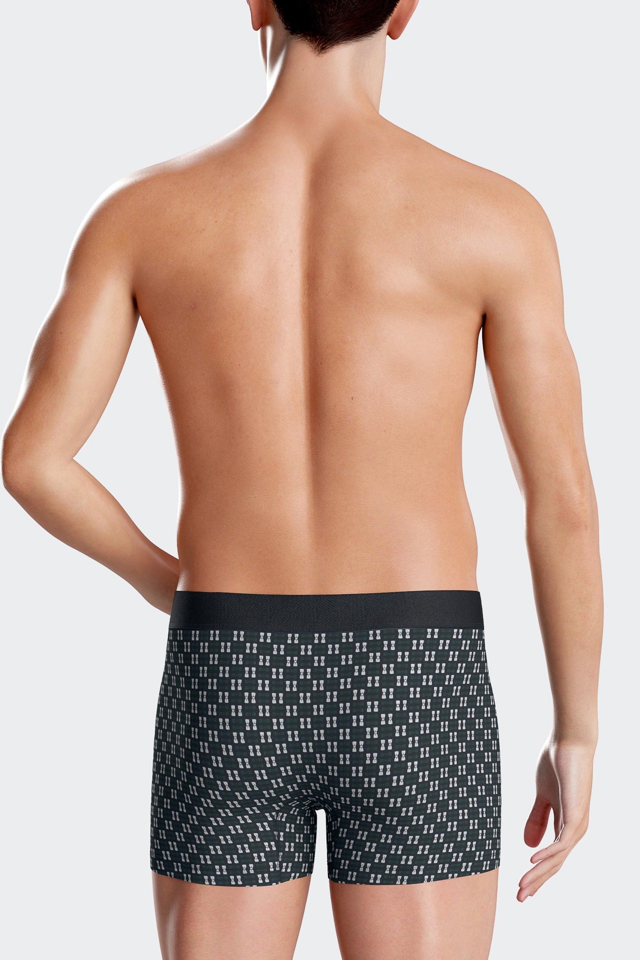 Boxer en coton stretch a micro motifs vert