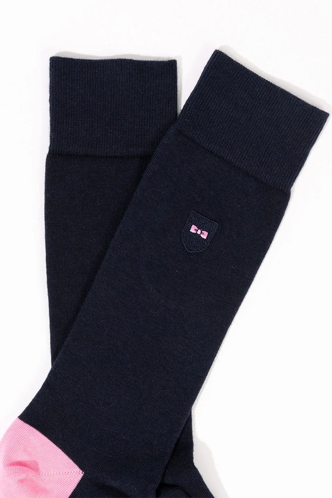 Long navy blue colour-block socks