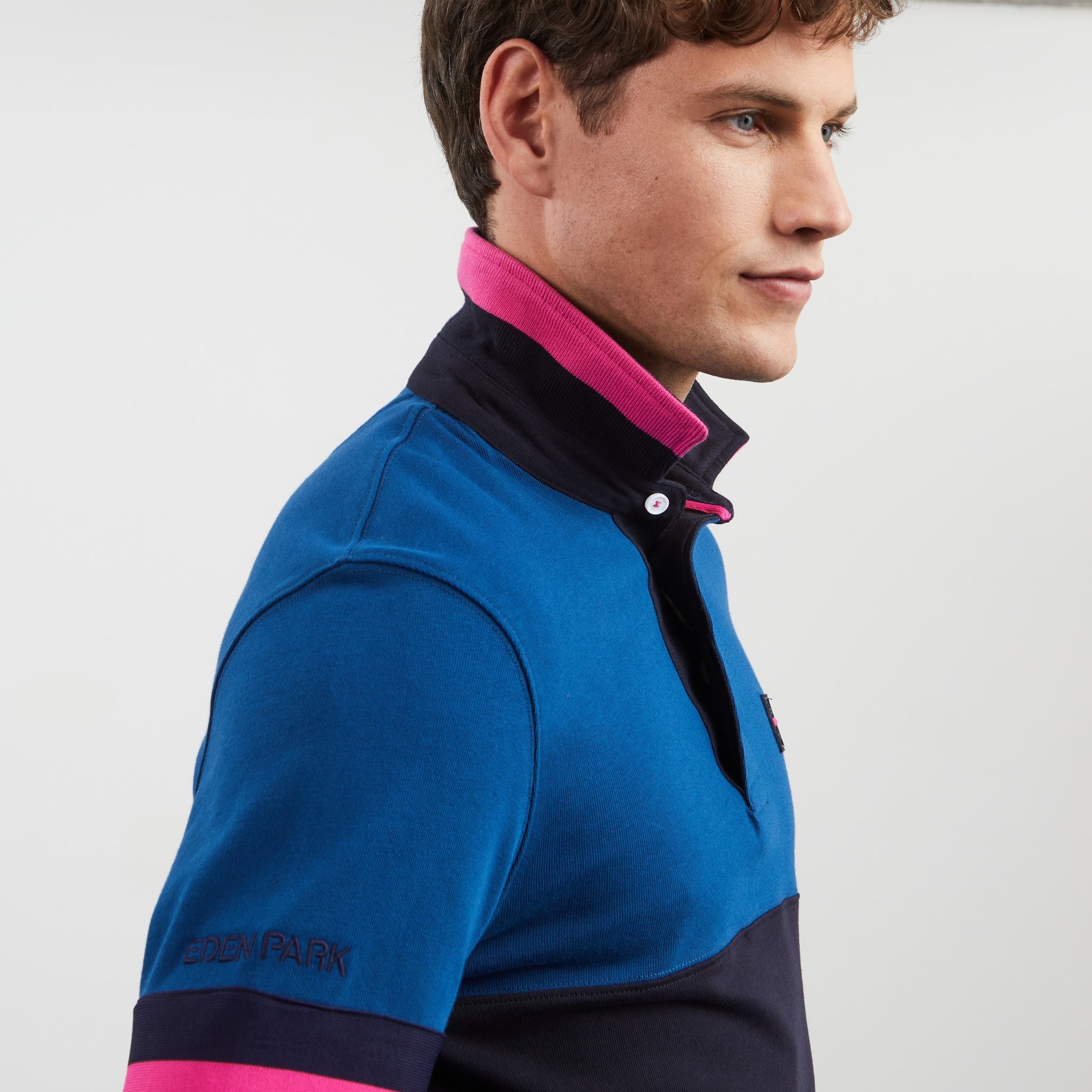 Polo Manches Longues En Coton Colorblock Elevated Abysm-sunrise