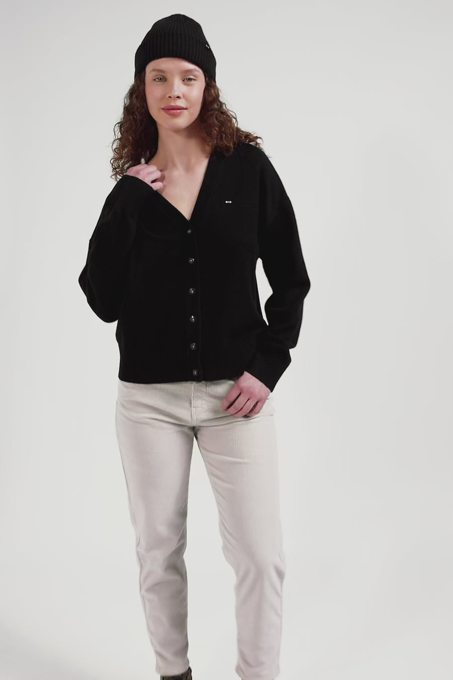 Relax anthracite grey blended wool and cotton cardigan