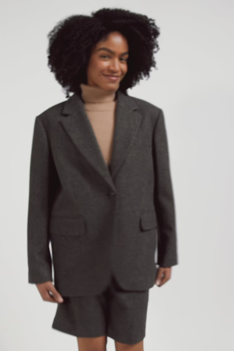 Veste blazer en laine mélangée prince de Galles coupe Oversized