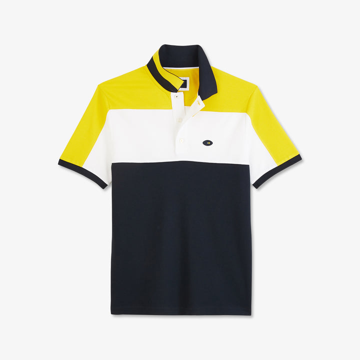 Polo en coton piqué color-block - jaune