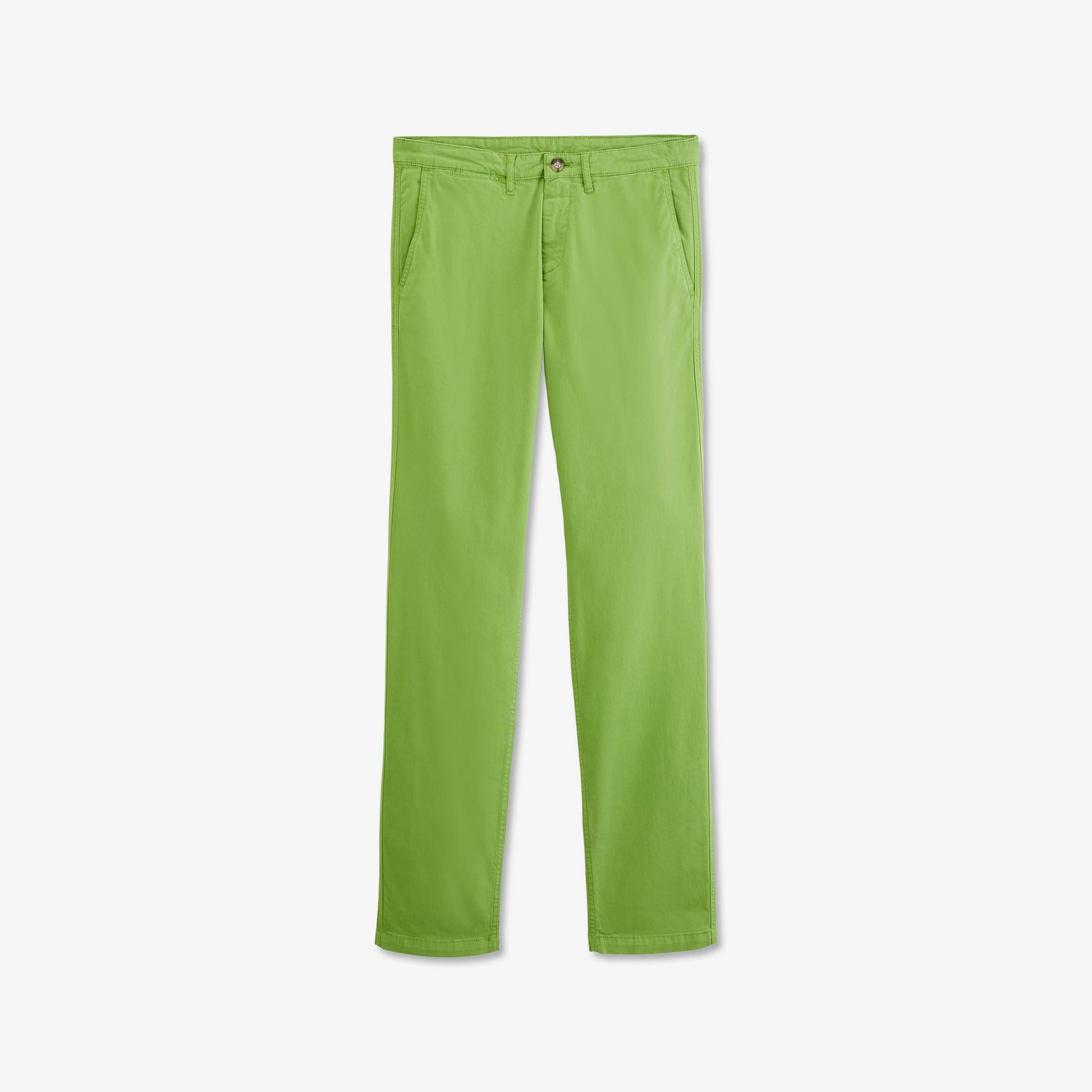 Pantalon regular chino vert en coton stretch