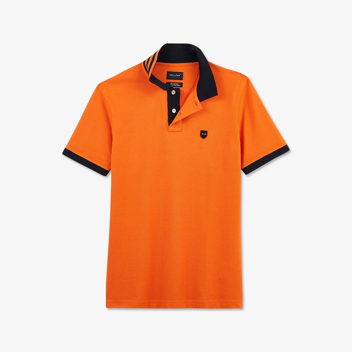 Polo en coton Pima aux détails contrastés orange