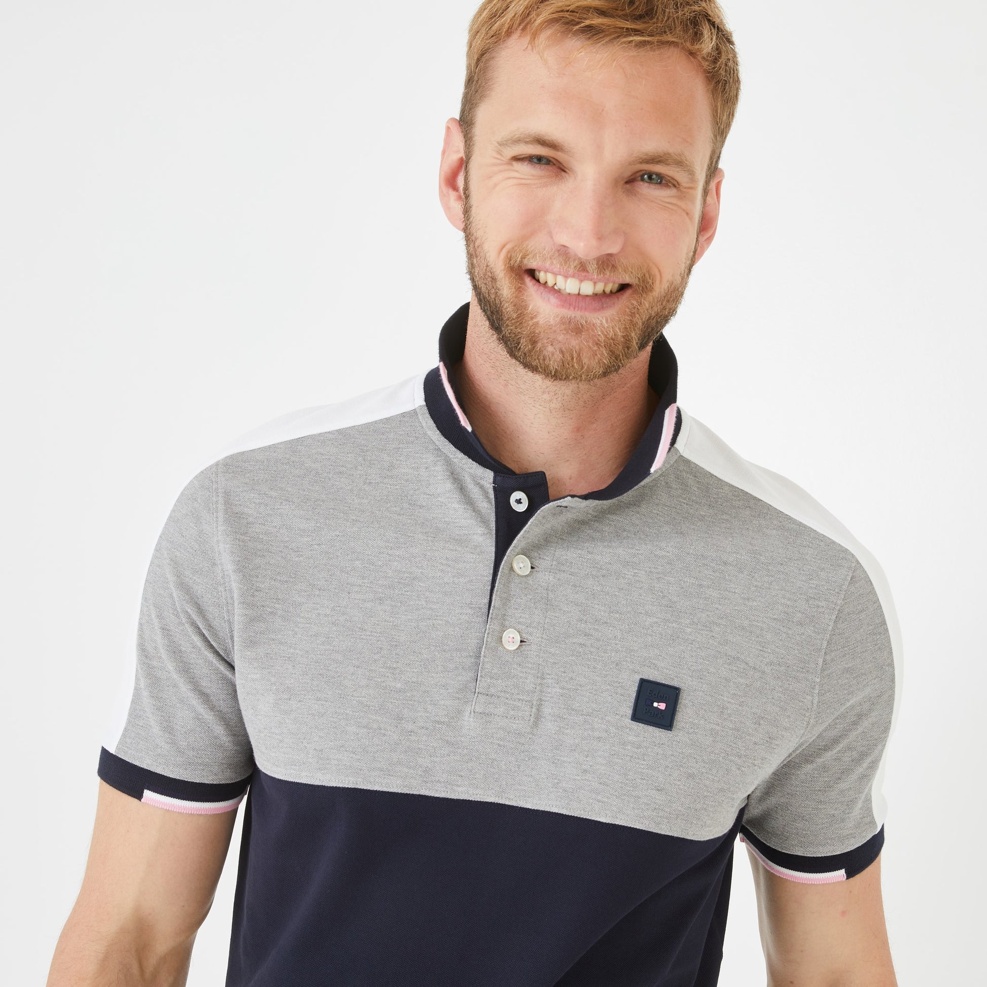 Polo color-block en coton piqué - gris