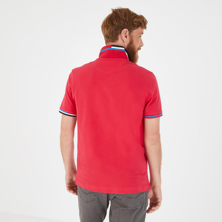 Polo en jersey à détails contrastés rouge