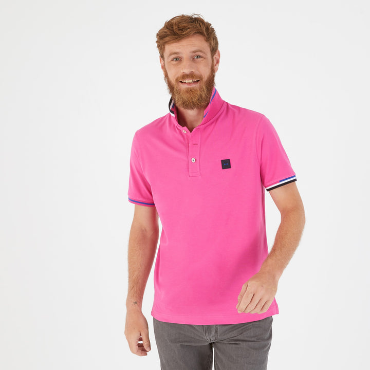 Polo en jersey à détails contrastés rose