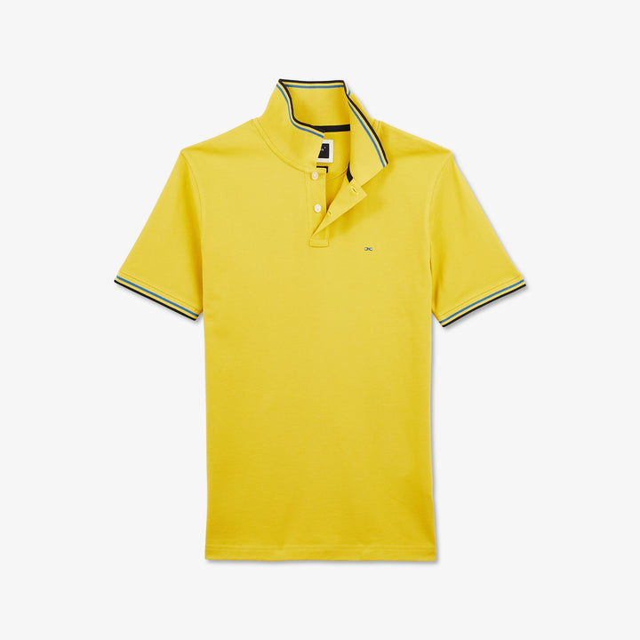 Polo jaune en coton Pima à détails tricolores