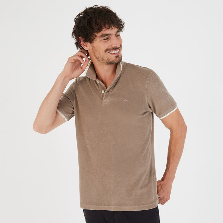 Polo beige maille éponge