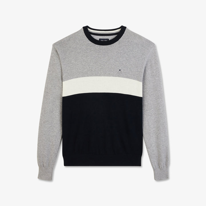 Pull gris color-block