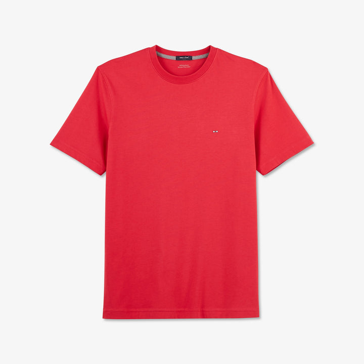 T-shirt rouge en coton Pima détail logo brodé