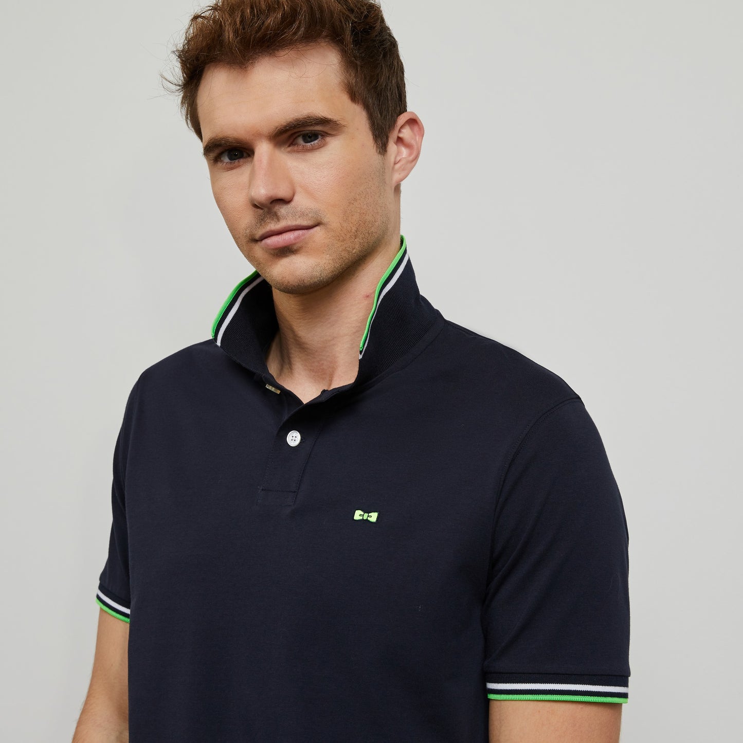 Polo uni en coton bleu marine